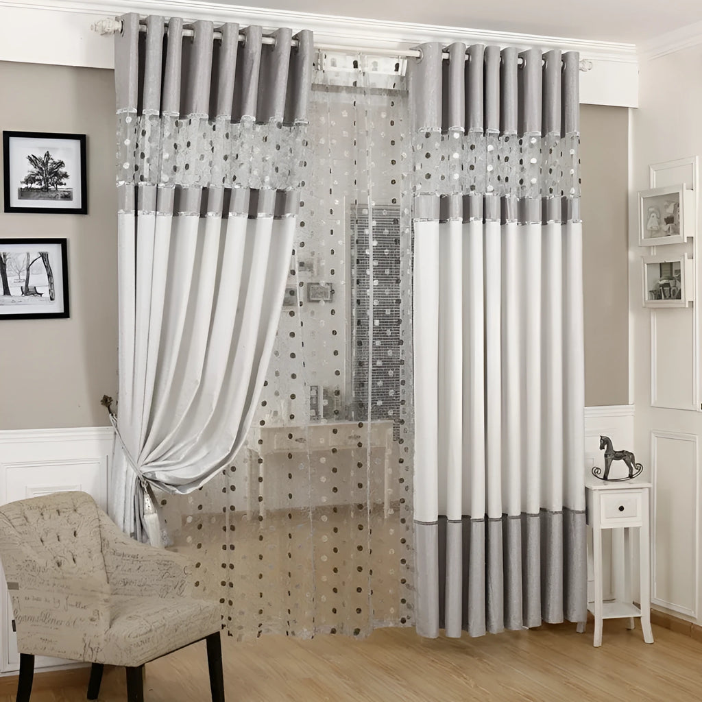 Simple blackout curtain panel showing light-blocking fabric with measurement options from 100cm to 400cm widths