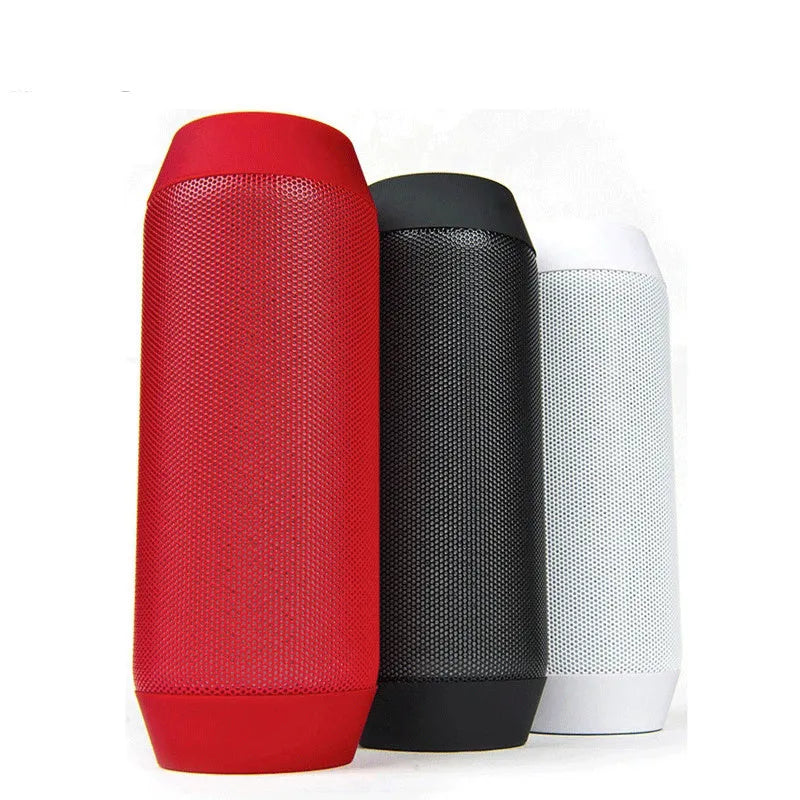 Mini black Bluetooth stereo speaker with colourful LED lights showing 360° sound design