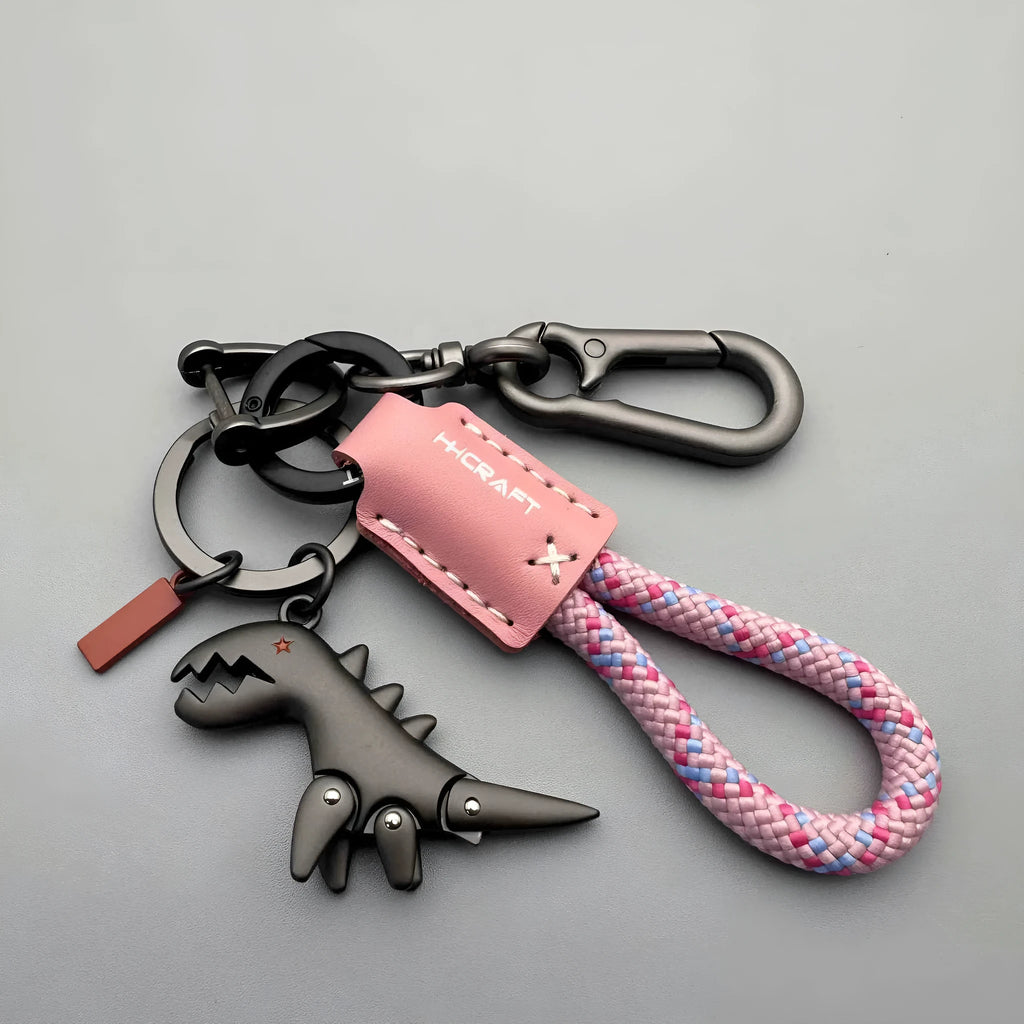Cartoon little dinosaur keychain in zinc alloy, a schoolbag pendant in one of eight styles