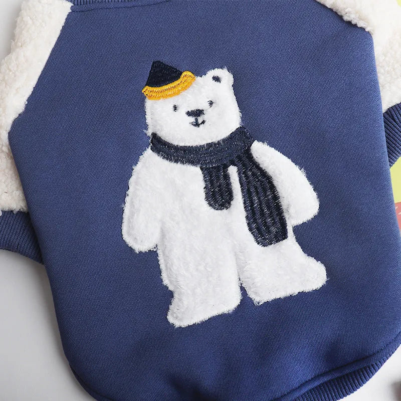 Dark blue fleece-lined winter dog clothes for large breeds in cotton material