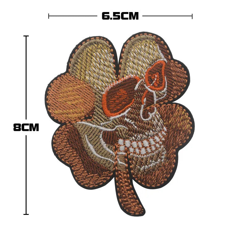 Embroidered fabric badge with Velcro backing showing detailed stitching on nylon polyester material
