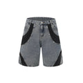 Retro washed denim suit set with short-sleeved jacket and trousers in black or blue, 100% Vinylon fabric