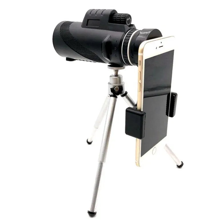 Black HD 40x60 cellphone telescope with 60mm lens, 40x magnification, and waterproof design for outdoor use