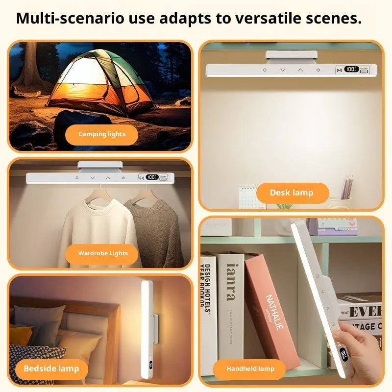 Magnetic rechargeable LED light bar with built-in lithium battery and touch remote control for dormitory desk use