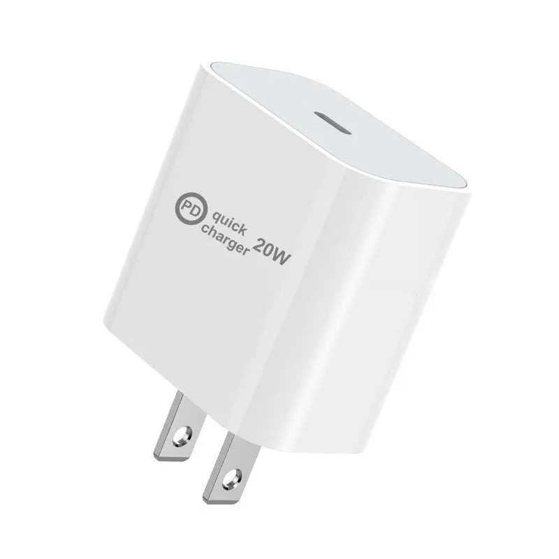 20W USB-C PD travel wall charger with UK, EU and US plug adapters and a USB-C cable