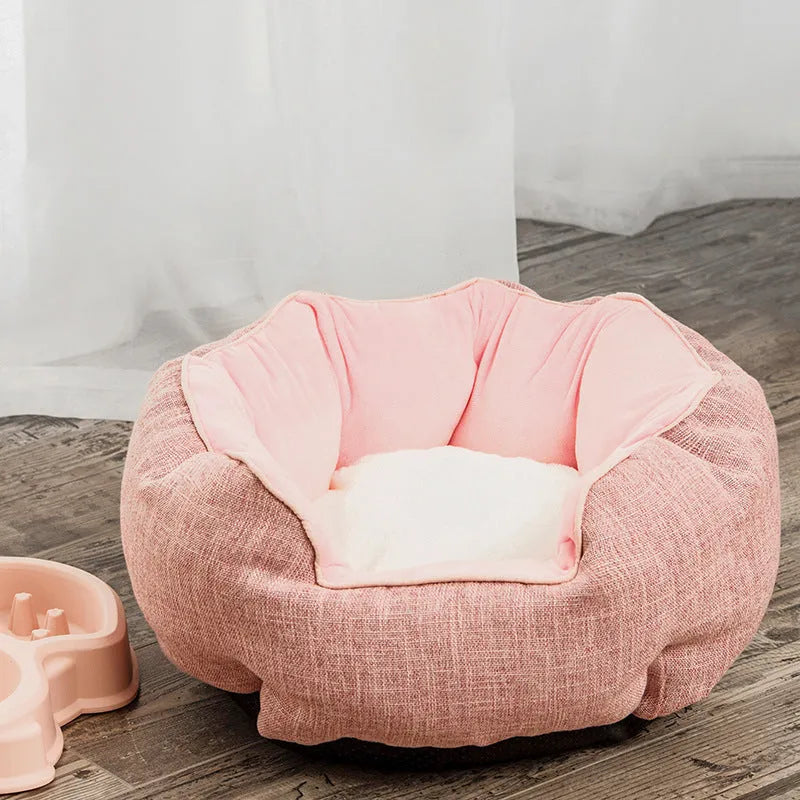 Octagonal pet bed with removable mats in grey colour for cats and small dogs