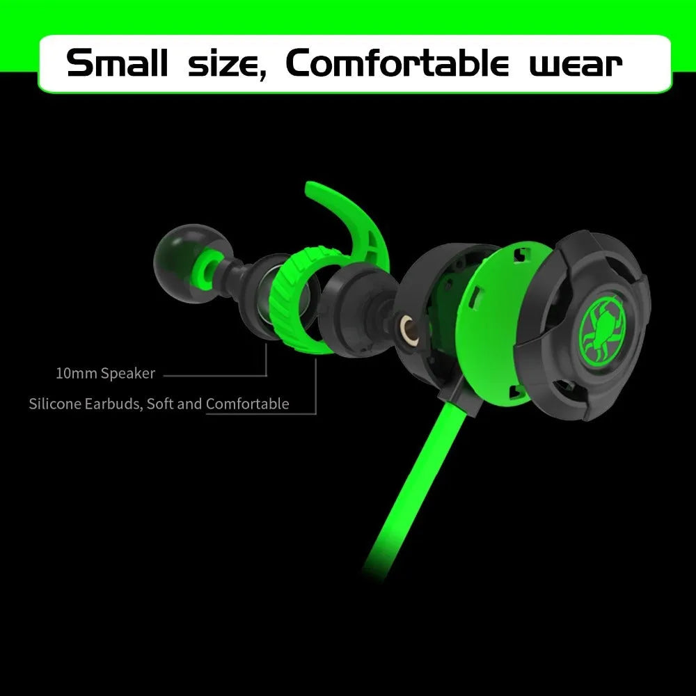 Shuangmai wired in-ear gaming headset with 1.5cm cable in black, green, and red colour options