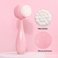 Facial brush set with four nylon-bristle brushes, plastic handles, and coral fleece hair band in multiple colours