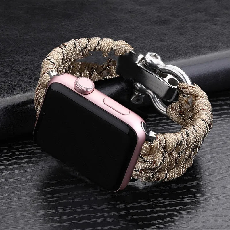 Woven nylon watch strap for iWatch 38-49mm with steel buckle, connector and multiple colour options