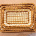Rattan-look PP storage box, 35x25x7 cm, for fruit, vegetables, and snacks, in brown or cream