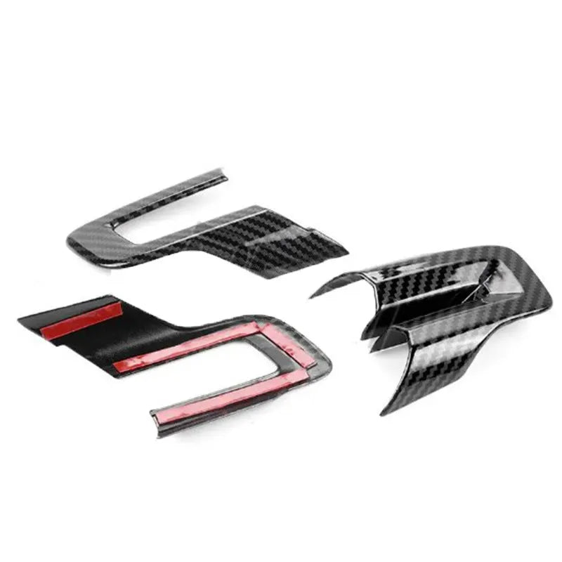 Three-piece ABS plastic steering wheel decorations with carbon fibre pattern design for car interior customisation