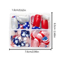 Independence Day nail art set with American five-pointed star design and European square style