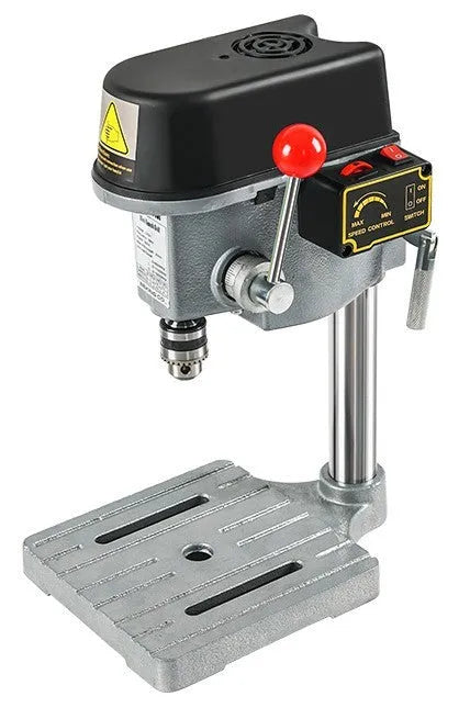 Mini bench drill and milling machine with 240W motor on a workbench for drilling and milling tasks