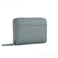 Genuine leather zipper coin storage bag with anti-theft swiping function in solid colour design