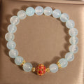 Blue agate flange and colourful crystal bead bracelet for women, Japanese Korean style.