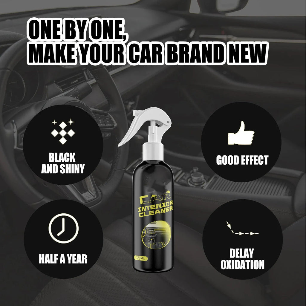 120ml car interior renovation cleaner bottle for leather and plastic surfaces, 18cm tall