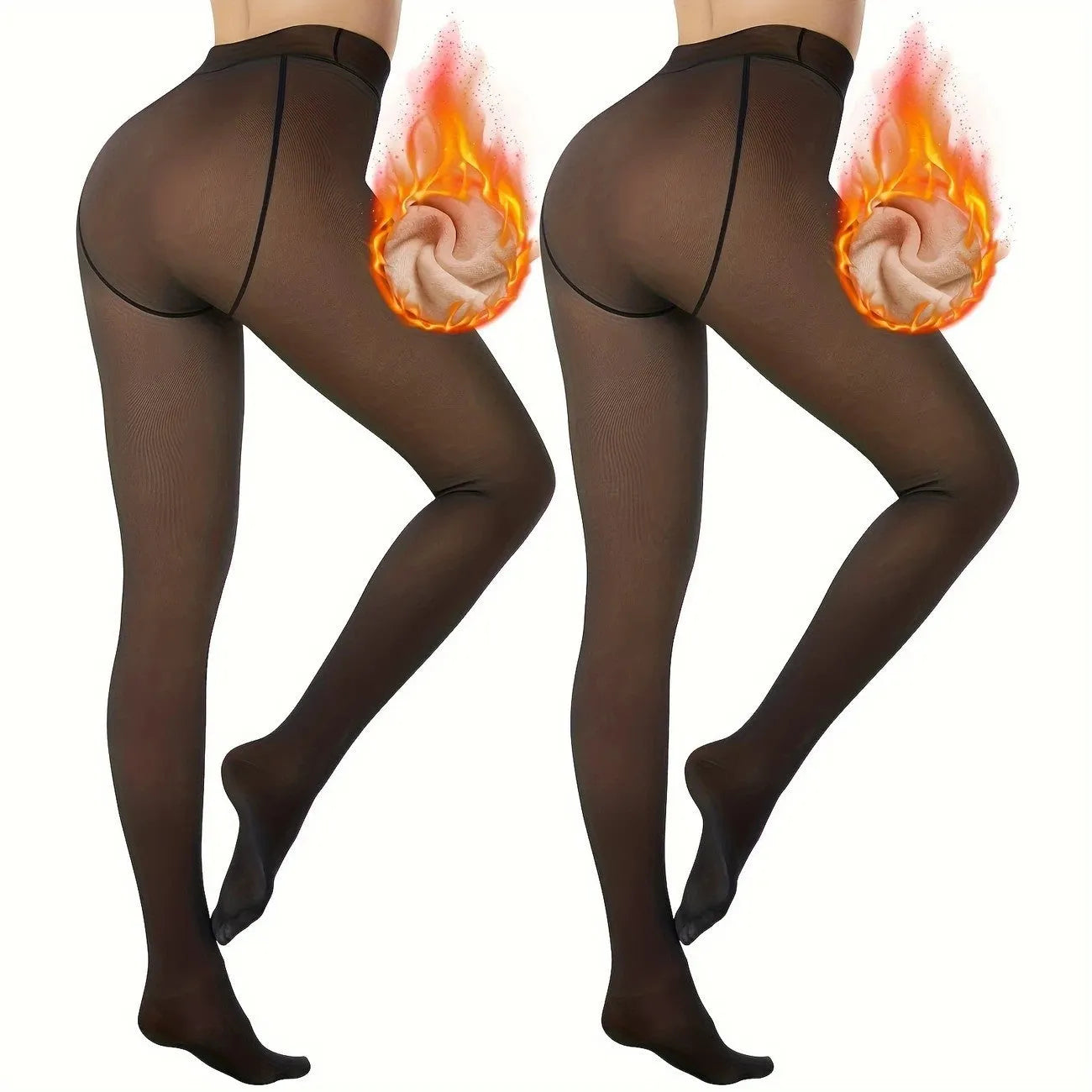 Anti-snagging wool-lined leggings in smooth skin-perforating fabric with moulding fit