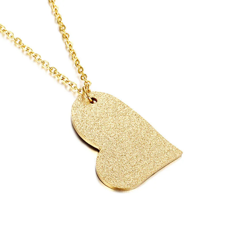 Women's silver titanium steel necklace with a geometric heart pendant