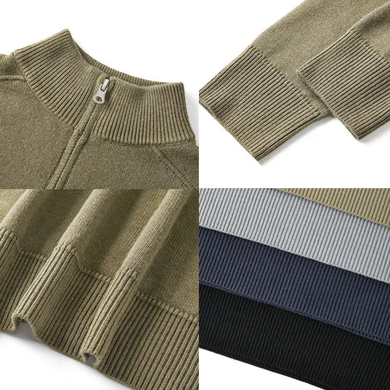 Casual thickened wool sweater in slim fit with long sleeves, shown in various colours including black and light grey