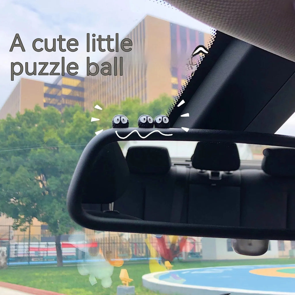 Small resin cartoon coal briquette decoration for car dashboard with traceless tape.