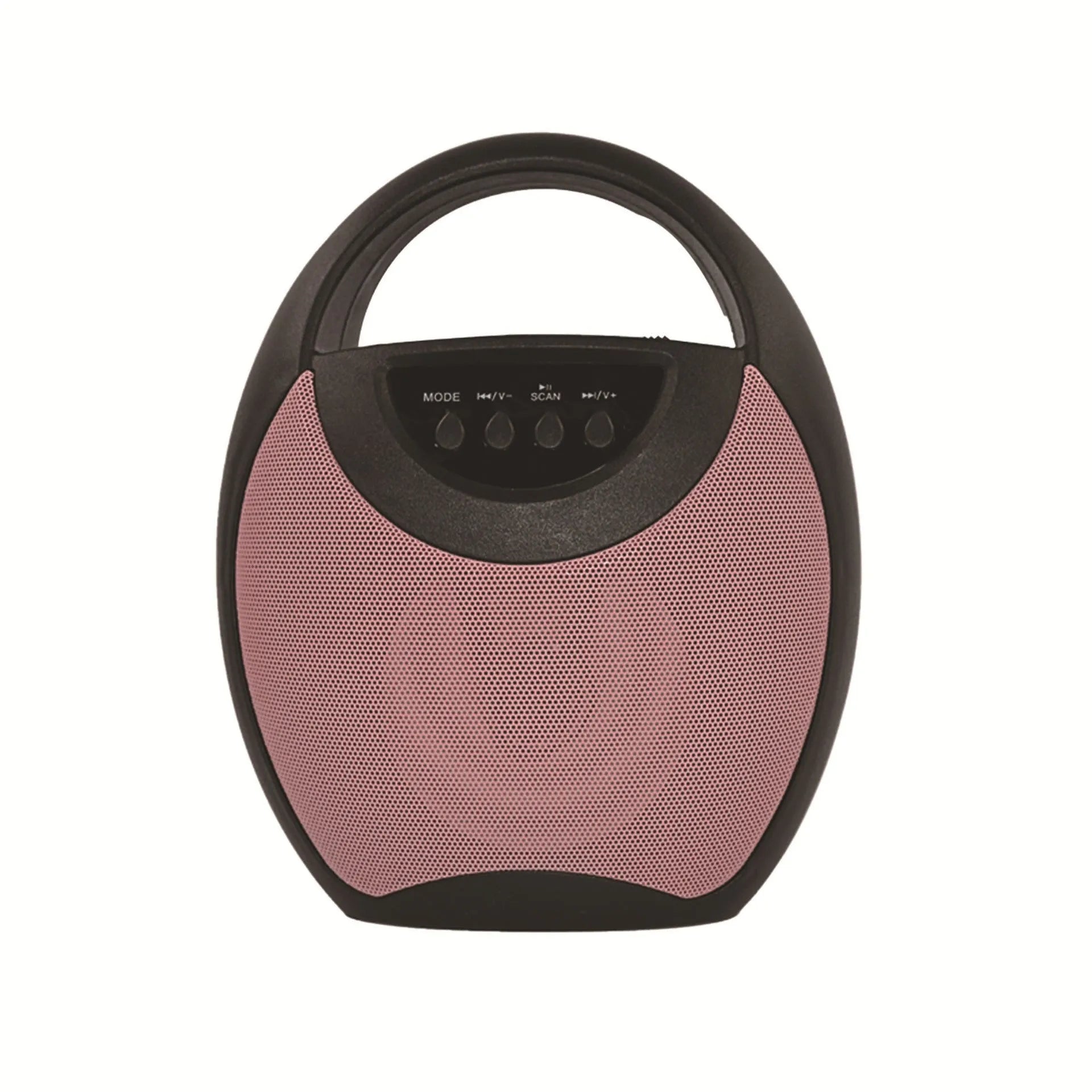 Portable Bluetooth speaker in black, blue, or pink colour with USB port and SD card slot.