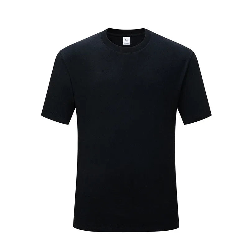 Men's loose round neck t-shirt in black and white, made from pure cotton.