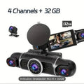 Dual-lens HD driving recorder with 3.5-inch LCD screen mounted in car