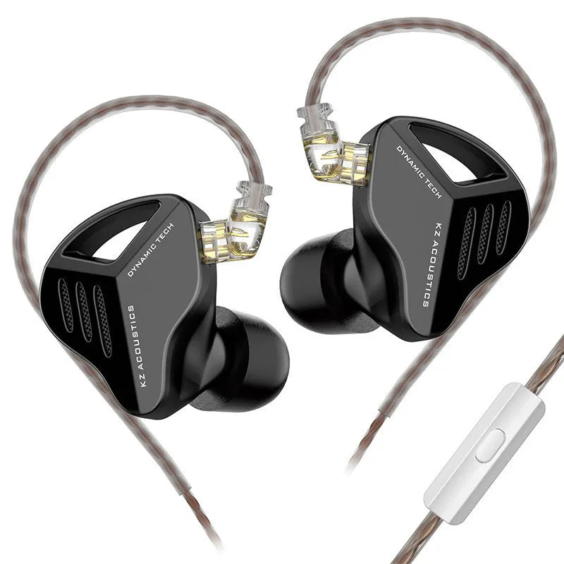 KZ ZAX black hybrid driver in-ear headphones with detachable cable and 3.5mm plug.