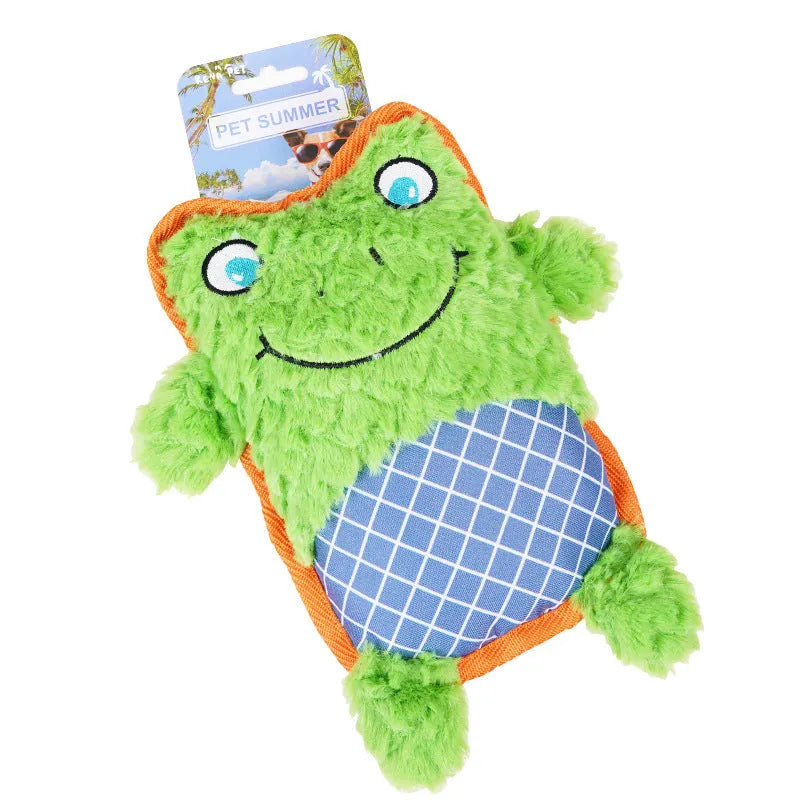 Blue squeaky plush dog toy with bite-resistant design for puppies