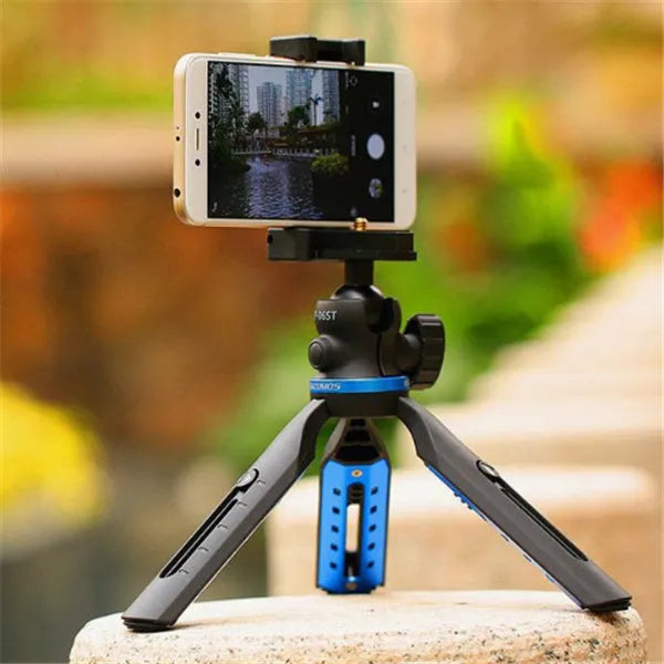 Black desktop phone tripod compatible with iPhone and P30 mobile phones