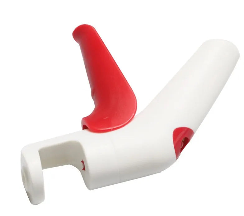 Stainless steel cherry kernel remover with 2.5cm plunger and 15cm handle on kitchen surface