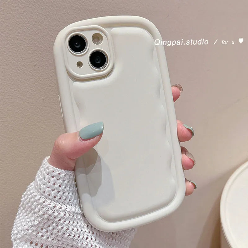 TPU iPhone case with ribbon wrist lanyard in solid colour, full coverage, for Apple iPhone 11 to 15 Pro Max