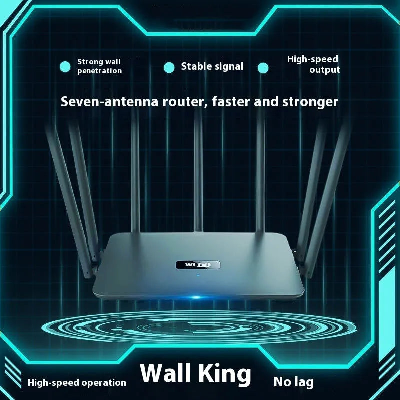 Dual-band wireless router in black or white with multiple antennas for whole-house WiFi coverage