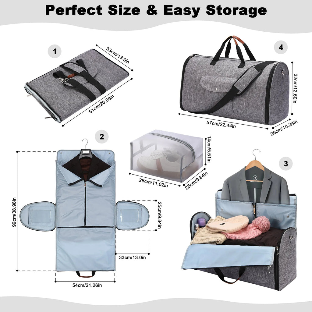 Folding travel workout multifunctional luggage bag in dark blue with 36-55L capacity and Oxford cloth construction