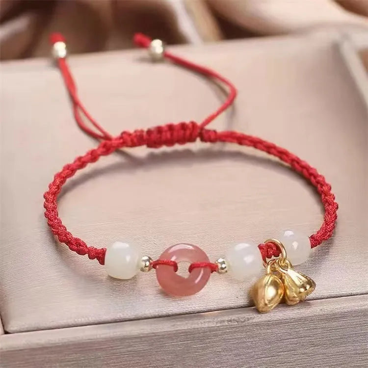 Hetian Jade Peace Buckle Two Shihuan Bracelet with constellation design on jade beads