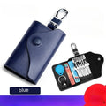 Genuine leather keychain card holder in square vertical design with internal key mapping