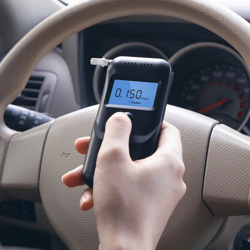 Black household alcohol tester for breath analysis and drunk driving prevention