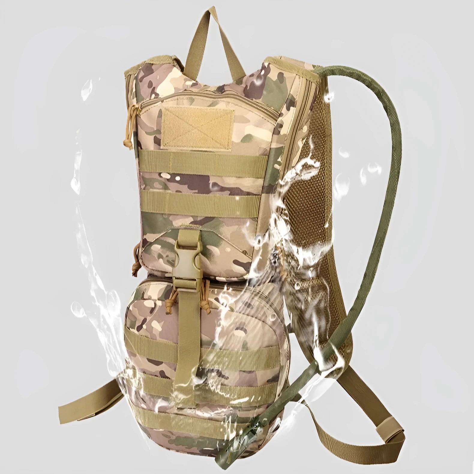 Multifunctional waterproof cycling backpack in camouflage pattern with physiological curve back plate
