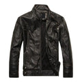 PU leather jacket in black, coffee, or khaki with washed finish, sizes L to 5XL