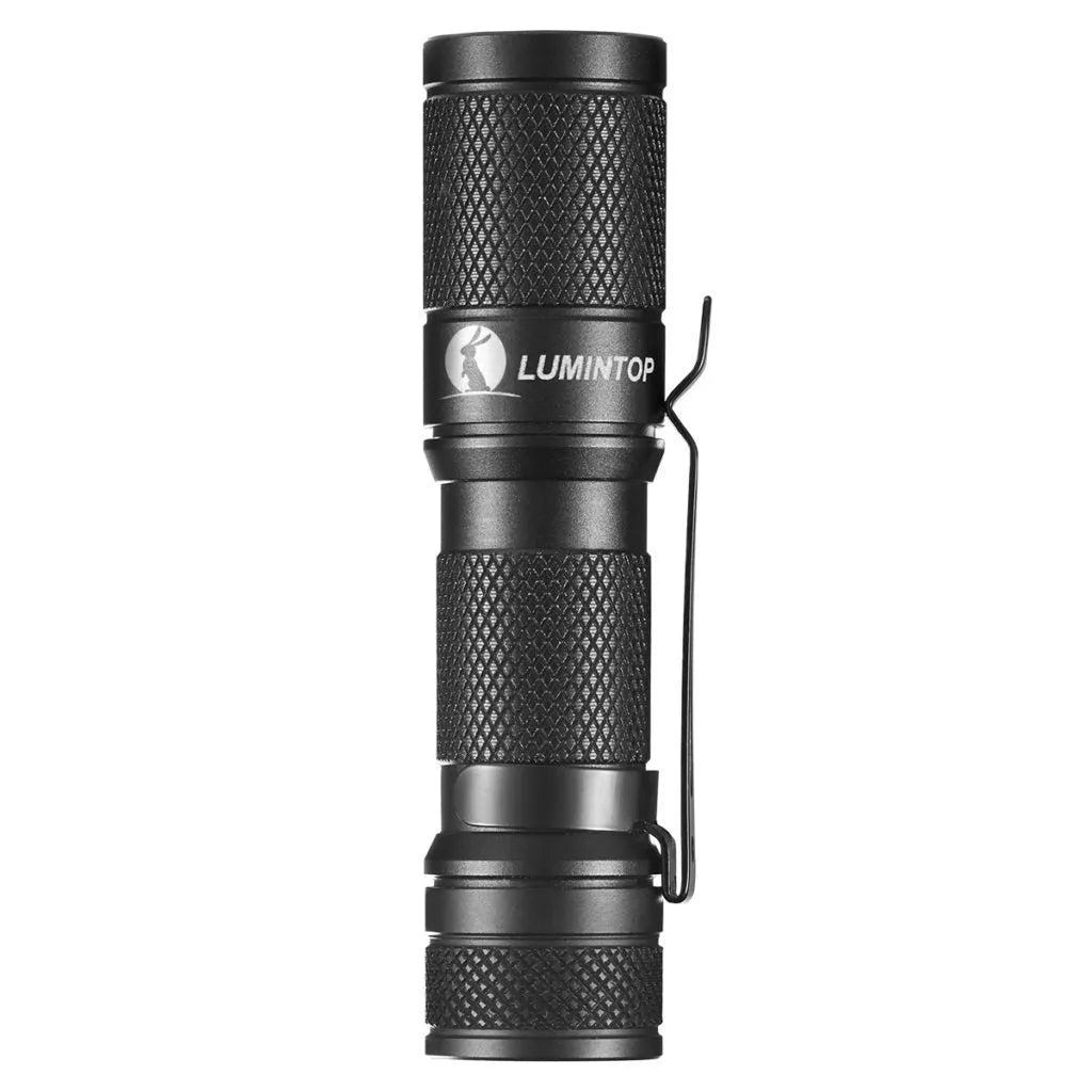Lumintop Tool AA 2.0 black aluminium keychain flashlight with magnetic tail cap attached