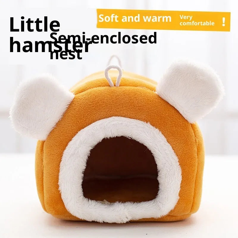 Small cloth hamster nest bed in orange or grey, available in 12x12x12cm and 15x15x15cm sizes