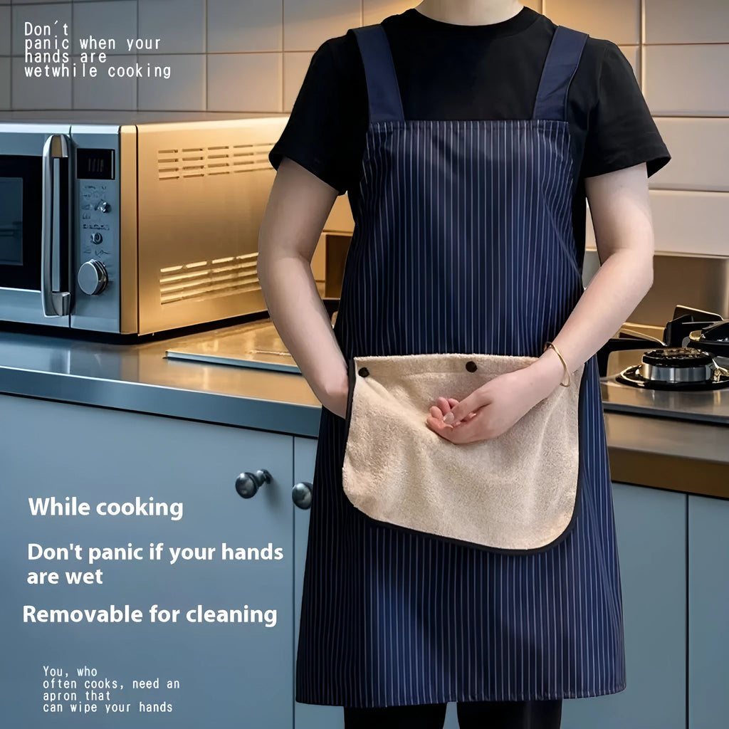 Polyester kitchen hand apron with adjustable belt in black, coffee or purplish blue