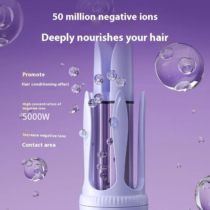 32mm automatic hair curler in pink or light purple with anion technology and included styling accessories
