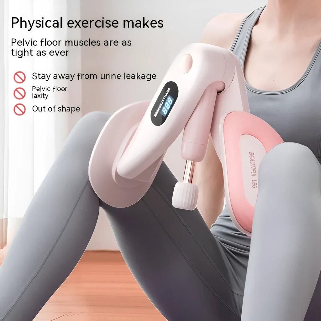 Grey pelvic floor muscle trainer with counter display for tracking exercise contractions