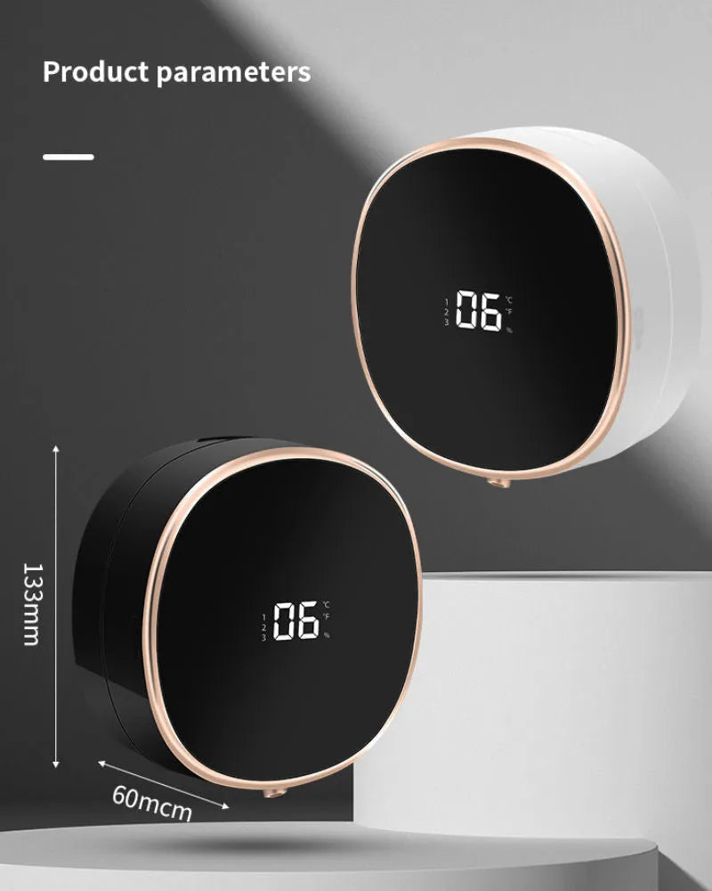 White automatic soap dispenser with infrared sensor and 280ml capacity for touch-free hand washing