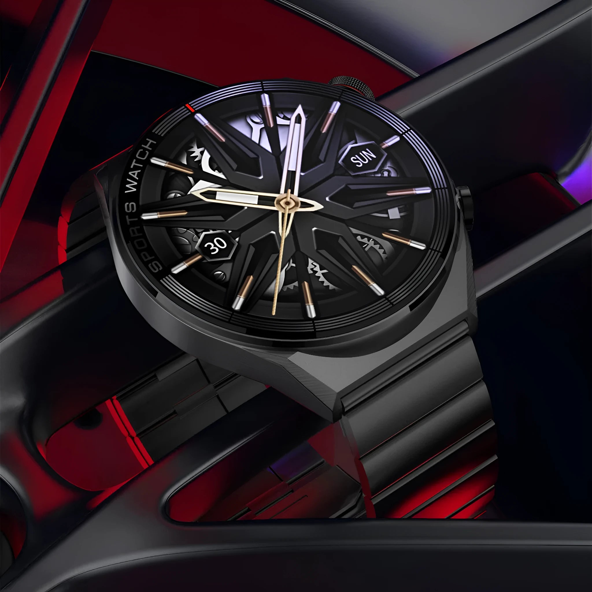 Large screen Bluetooth smart watch with HD display showing interface, available in black or silver with multiple strap options