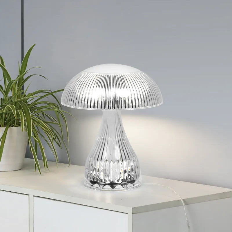 White USB-rechargeable night lamp with touch control and three-colour LED lighting modes