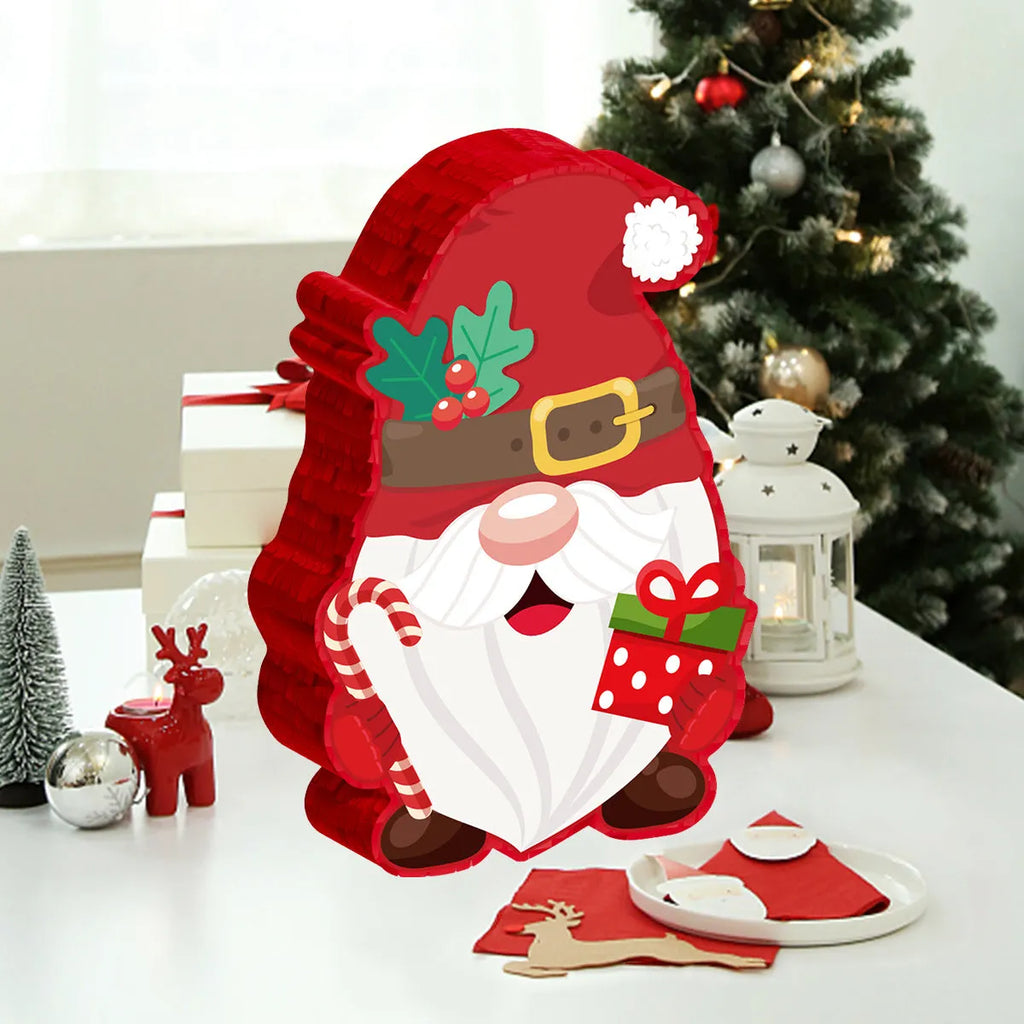 Christmas dwarf pinata decoration with strike stick and eye mask for party games