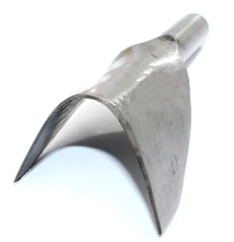 Six steel leather craft punch tools showing half-round and V-shaped profiles in sizes from 15mm to 40mm diameters