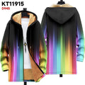 Men's multicolour pattern hooded cardigan with front zip closure in loose fit
